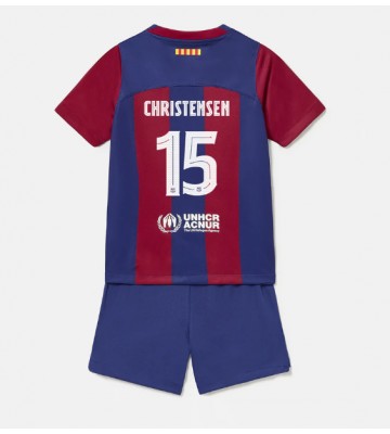 Barcelona Andreas Christensen #15 Koti Pelipaita Lasten 2023-24 Lyhyet Hihat (+ Lyhyet housut)